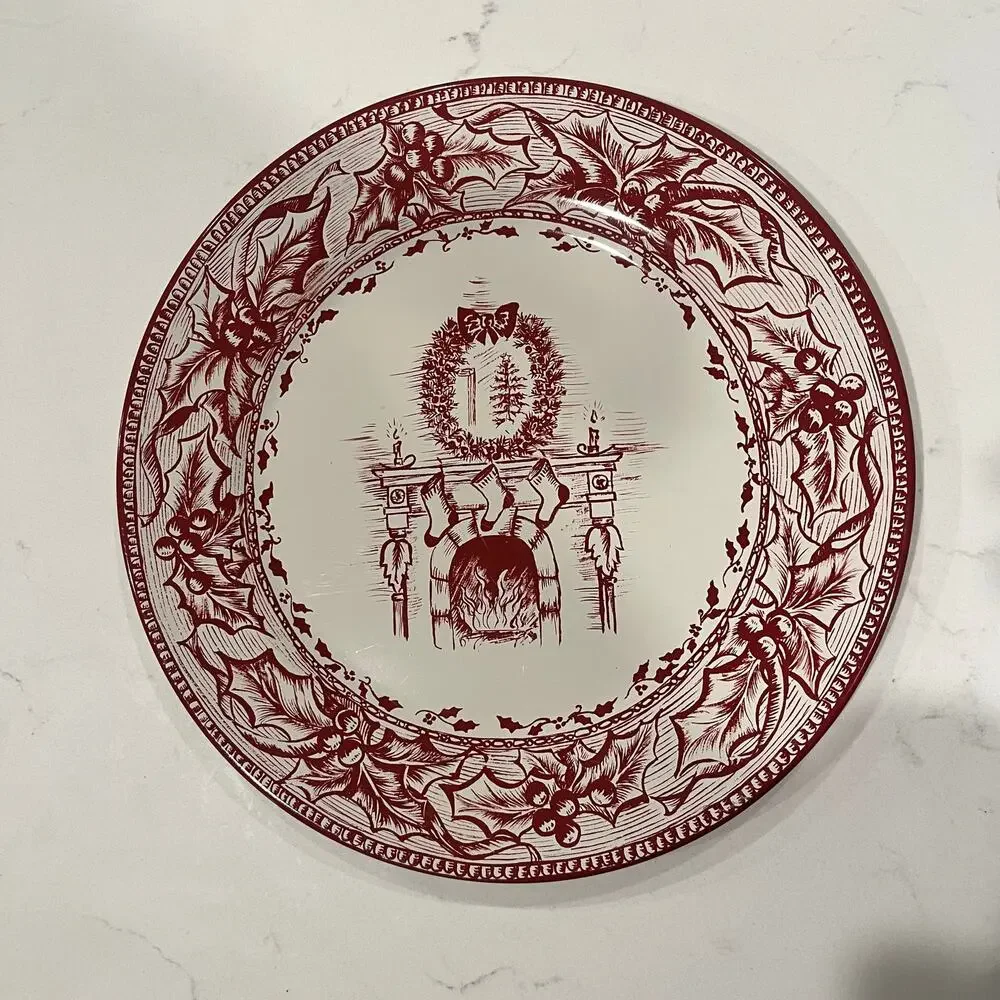 Vtg Restoration Hardware 2004 Tin Decorative Dinner Plate Christmas Stocking 10
